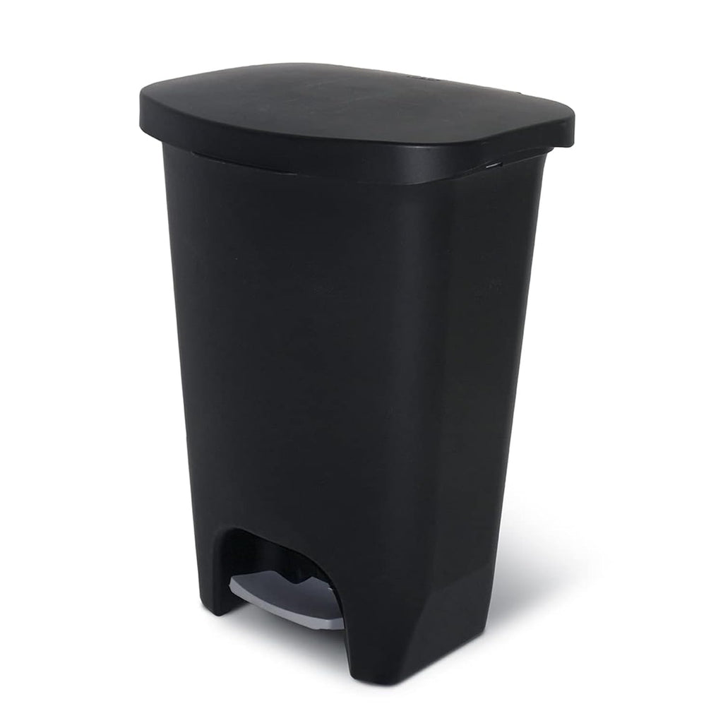 Kitchen Trash Can with Lid (includes foot pedal and trash bag retaining ring, 13-gallon, black)