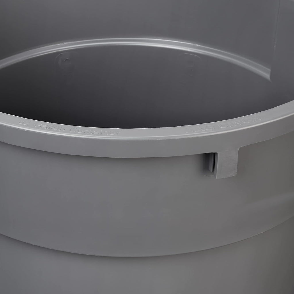 Heavy-Duty Sturdy Round Trash Can, 32-Gallon, Gray, 2-Pack