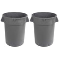 Heavy-Duty Sturdy Round Trash Can, 32-Gallon, Gray, 2-Pack