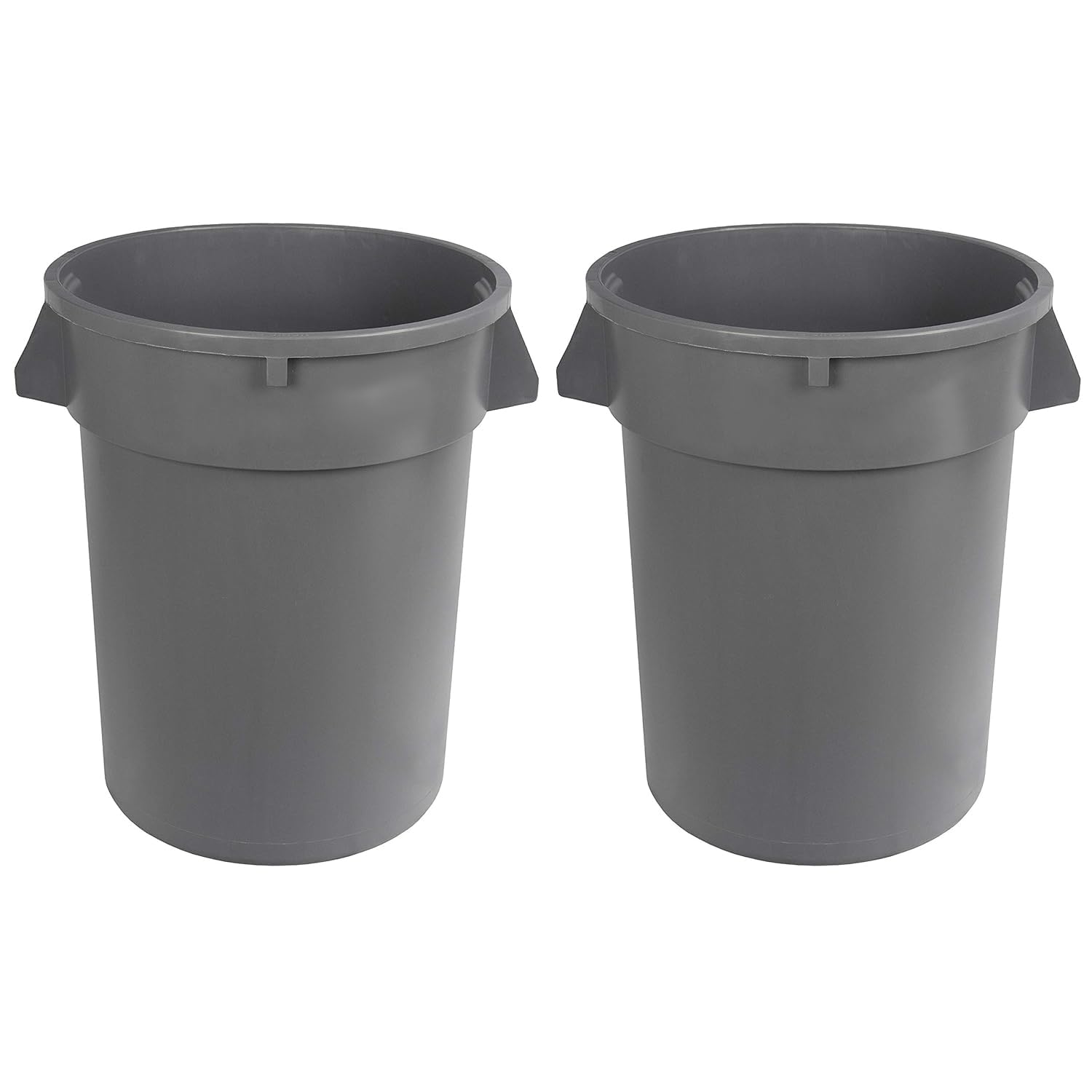 Heavy-Duty Sturdy Round Trash Can, 32-Gallon, Gray, 2-Pack