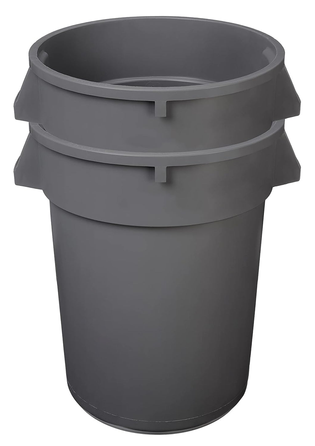 Heavy-Duty Sturdy Round Trash Can, 32-Gallon, Gray, 2-Pack