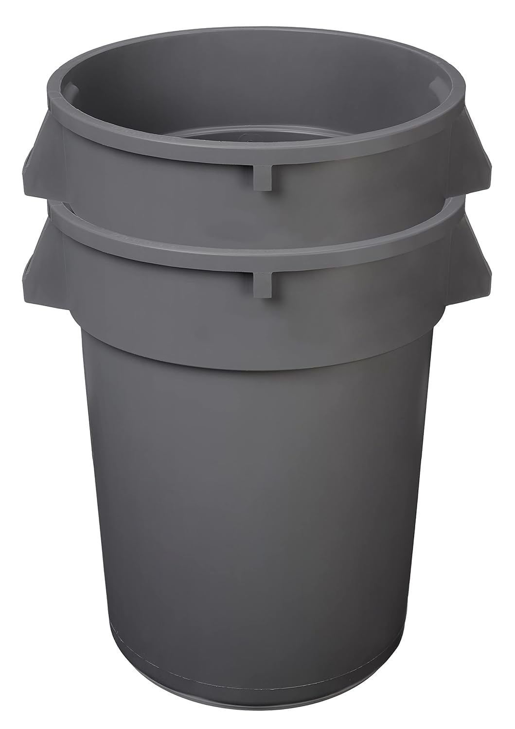 Heavy-Duty Sturdy Round Trash Can, 32-Gallon, Gray, 2-Pack