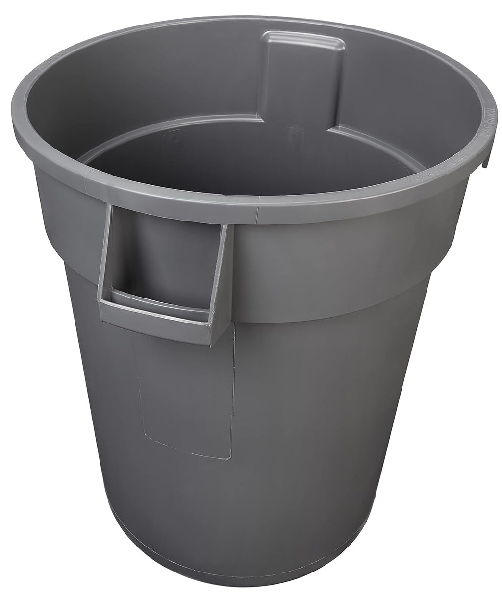 Heavy-Duty Sturdy Round Trash Can, 32-Gallon, Gray, 2-Pack