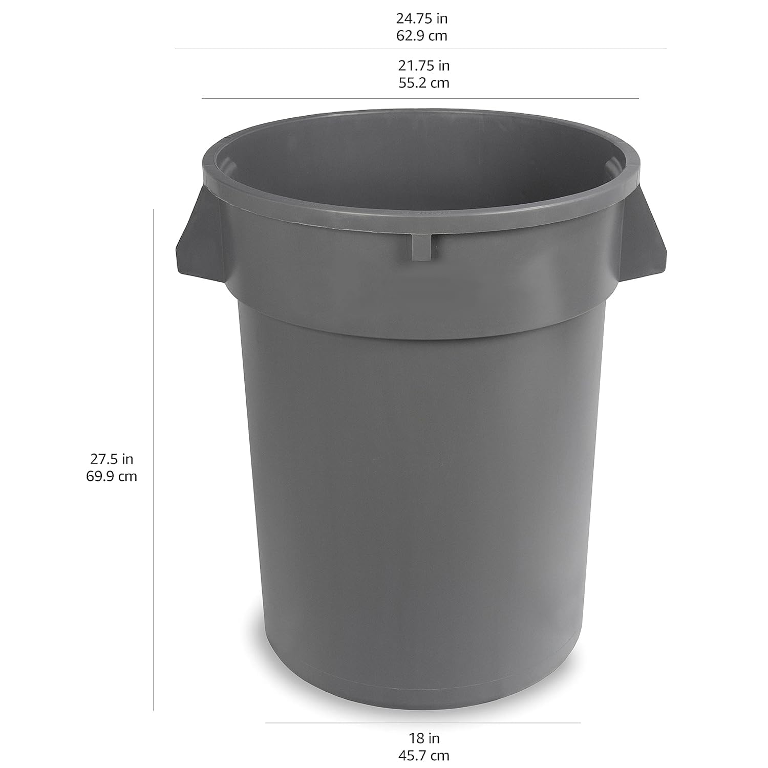 Heavy-Duty Sturdy Round Trash Can, 32-Gallon, Gray, 2-Pack