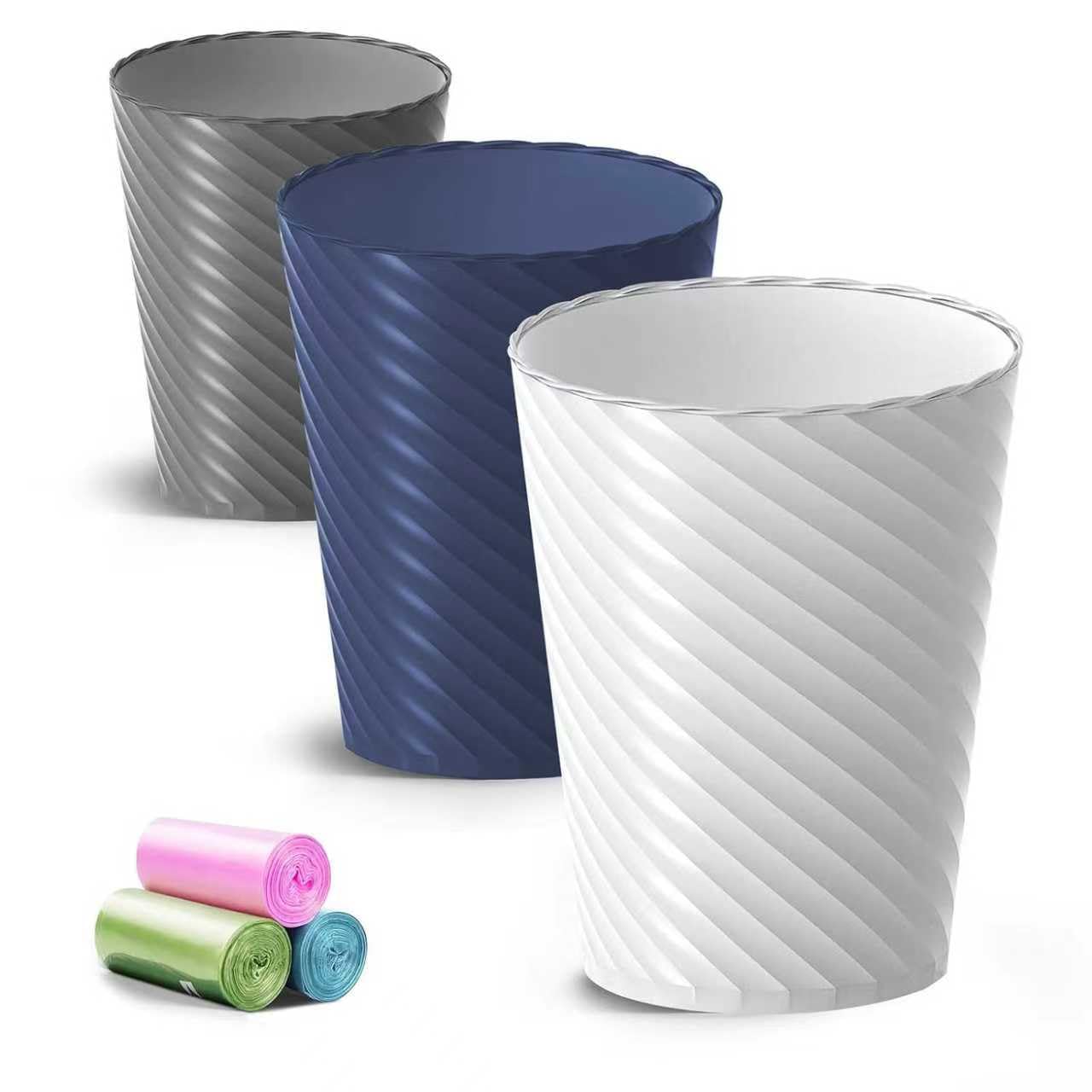 Bathroom Trash Cans (Pack of 3, 1.8 Gallons / approx. 6.8 Liters, Trash Bags Included)