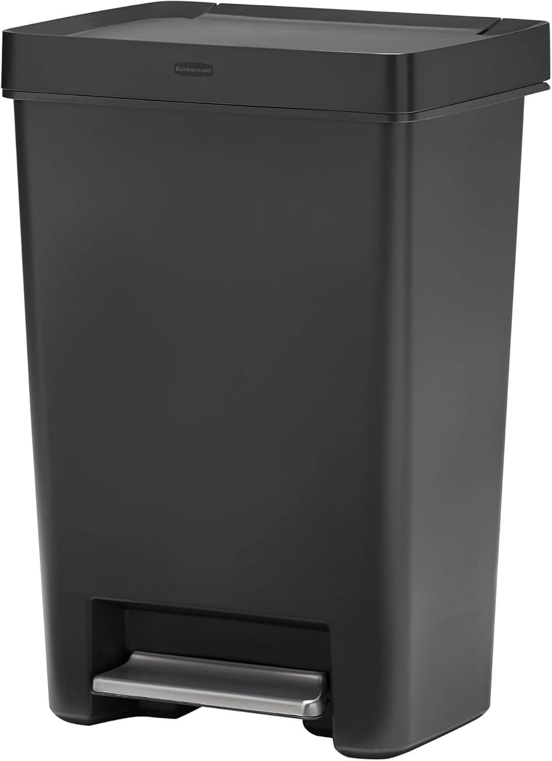 Home/Kitchen Step Trash Can with Stainless Steel Rim, 12.4-Gallon Capacity, Charcoal Gray