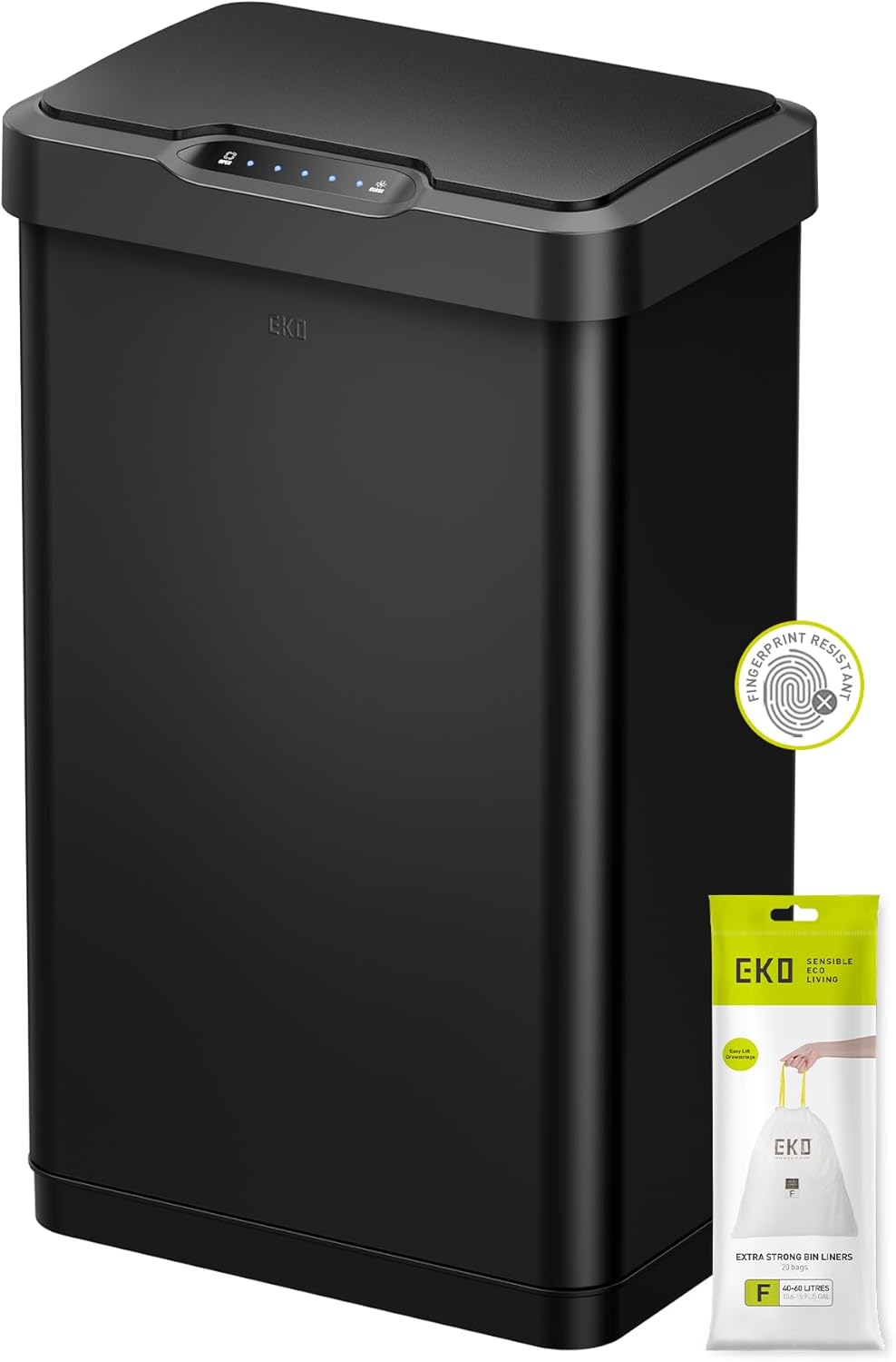 50L/13.2-Gallon Rectangular Touchless Sensor Trash Can (Brushed Stainless Steel Finish)