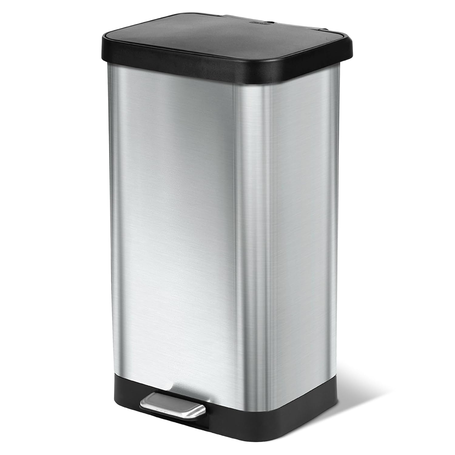 Pedal-operated trash can — features a soft-close lid and odor-blocking design.