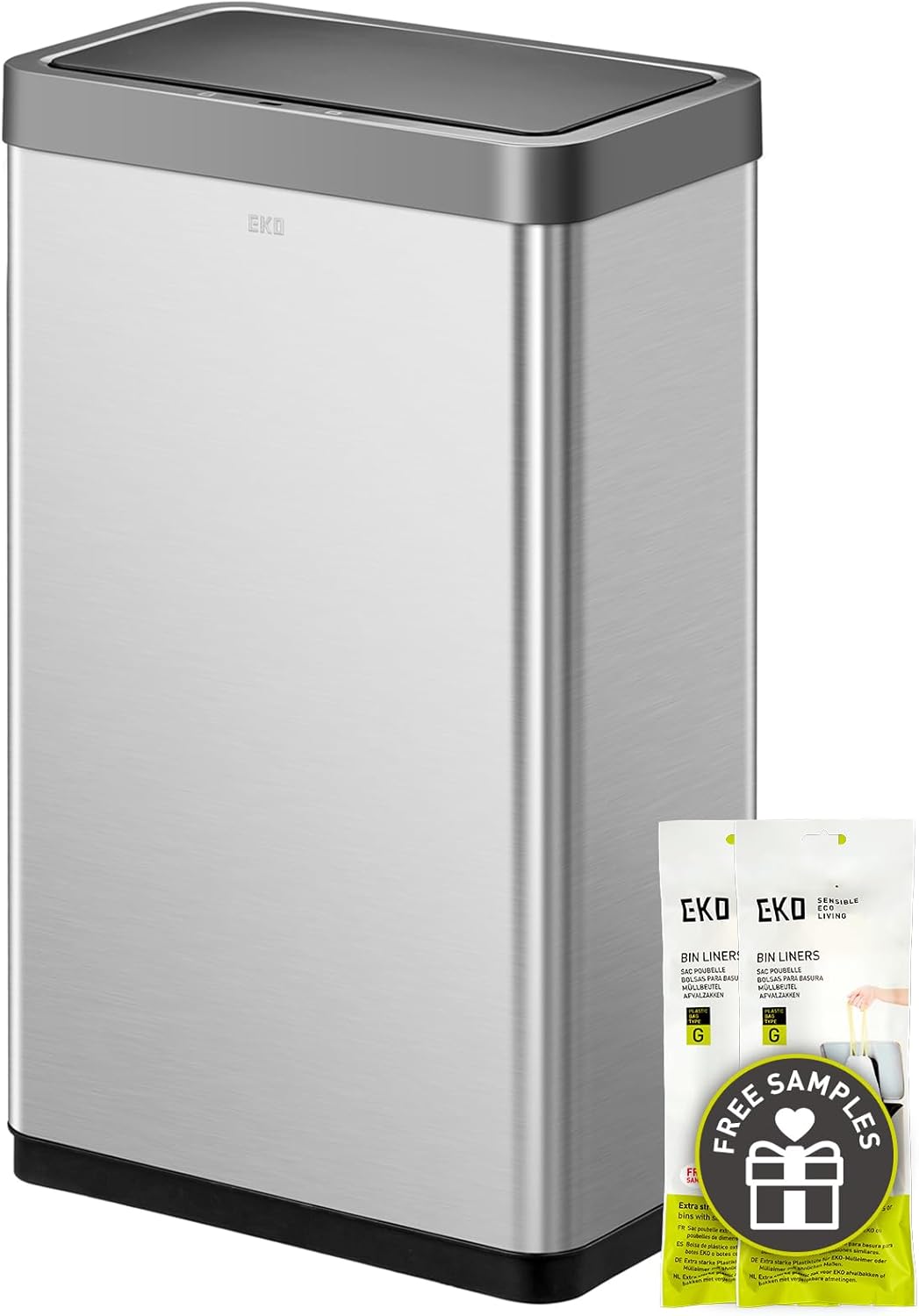 50L/13.2-Gallon Rectangular Touchless Sensor Trash Can (Brushed Stainless Steel Finish)