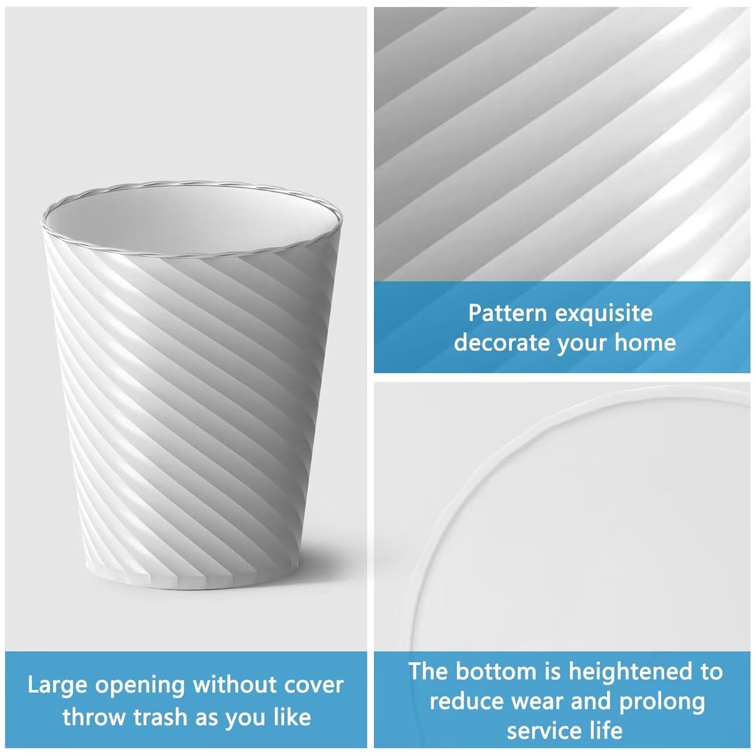 Bathroom Trash Cans (Pack of 3, 1.8 Gallons / approx. 6.8 Liters, Trash Bags Included)