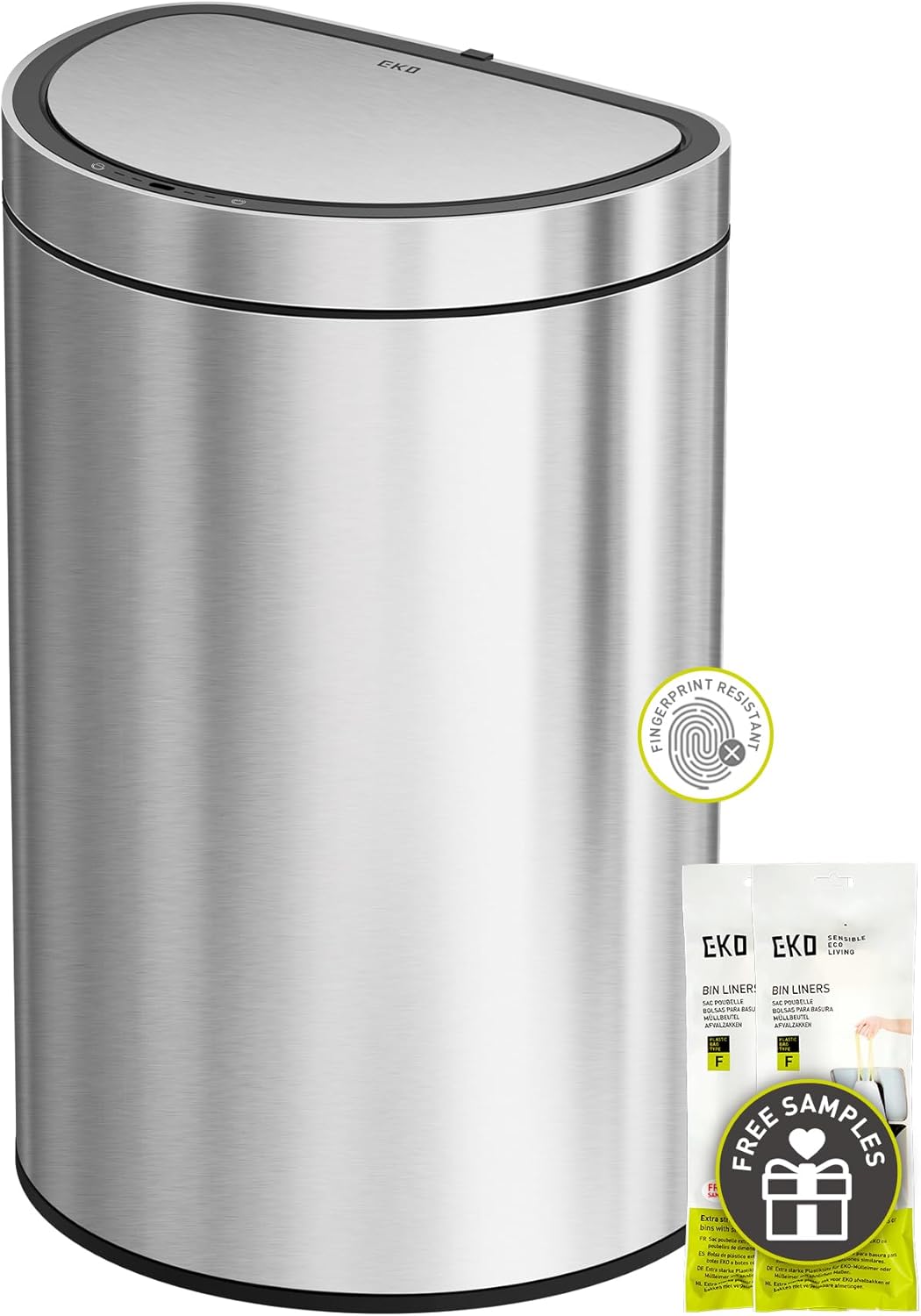 50L/13.2-Gallon Rectangular Touchless Sensor Trash Can (Brushed Stainless Steel Finish)