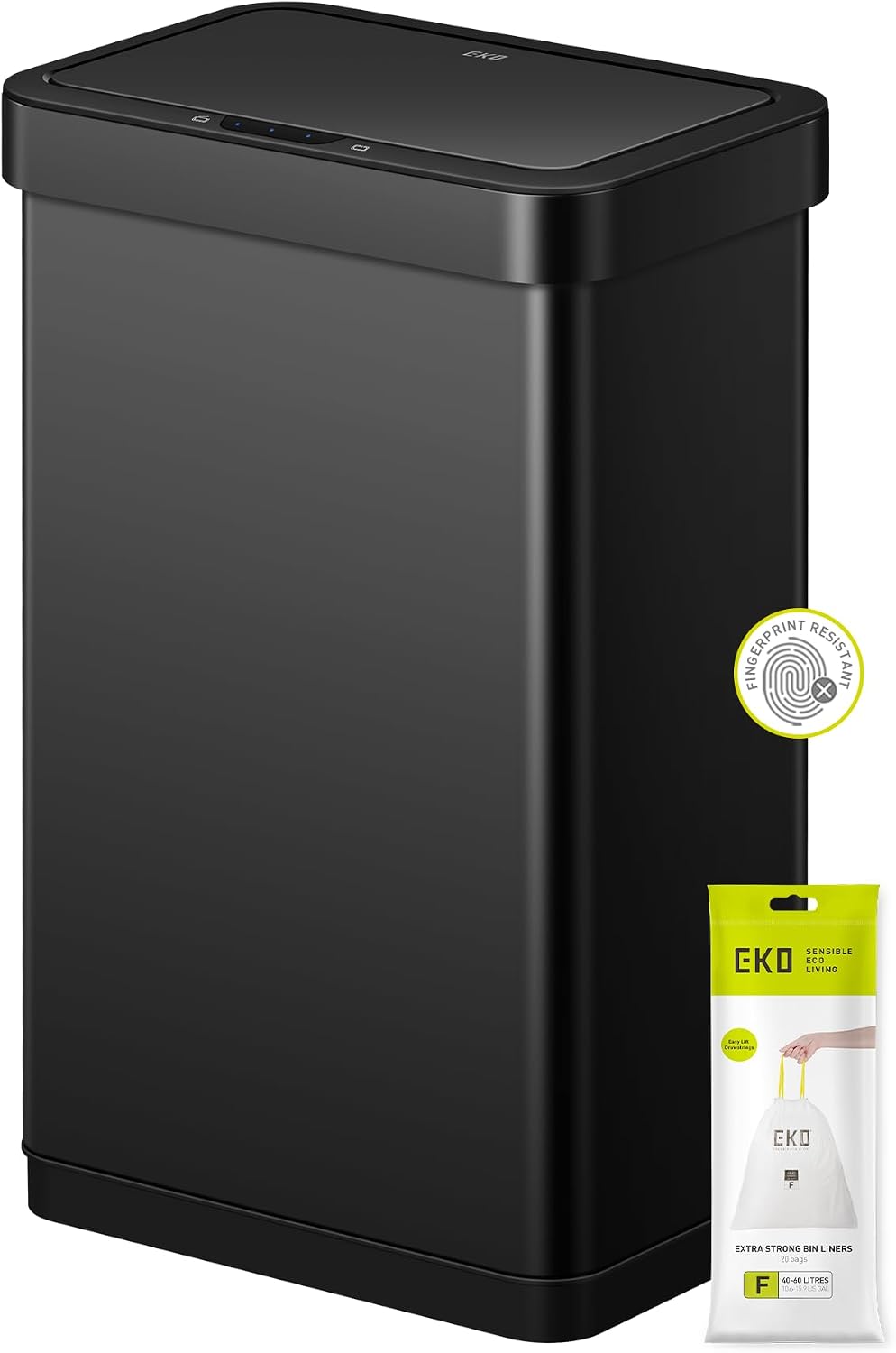 50L/13.2-Gallon Rectangular Touchless Sensor Trash Can (Brushed Stainless Steel Finish)