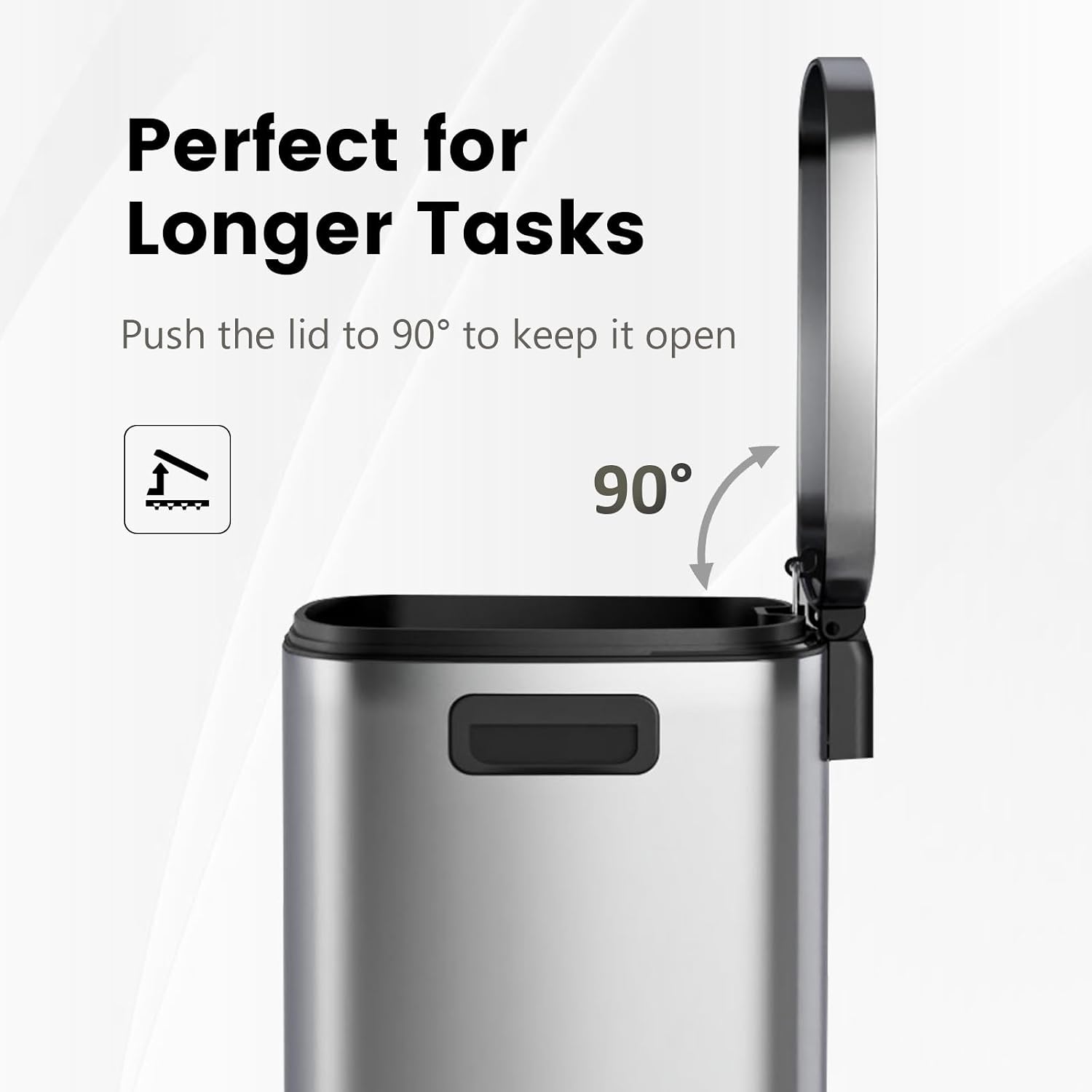 Kitchen Trash Can with Soft-Close Lid — 13-Gallon/50-Liter Stainless Steel Step-On Trash Can.