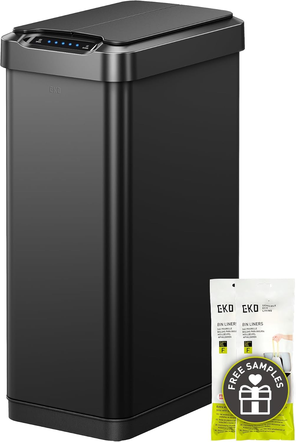 50L/13.2-Gallon Rectangular Touchless Sensor Trash Can (Brushed Stainless Steel Finish)