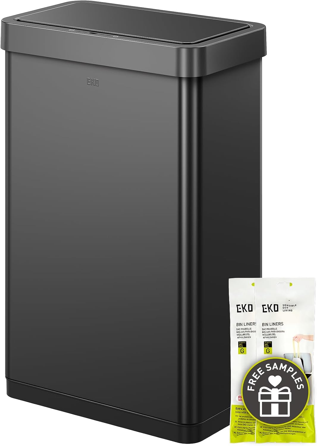 50L/13.2-Gallon Rectangular Touchless Sensor Trash Can (Brushed Stainless Steel Finish)