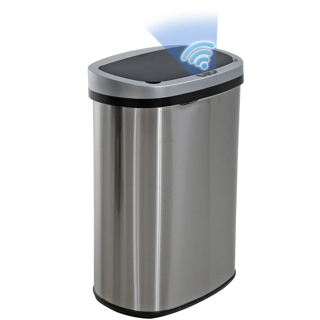 13-Gallon Trash Can with Lid | Automatic Touchless Sensor Trash Can | Odor-Blocking Design | Easy to Clean | Stainless Steel