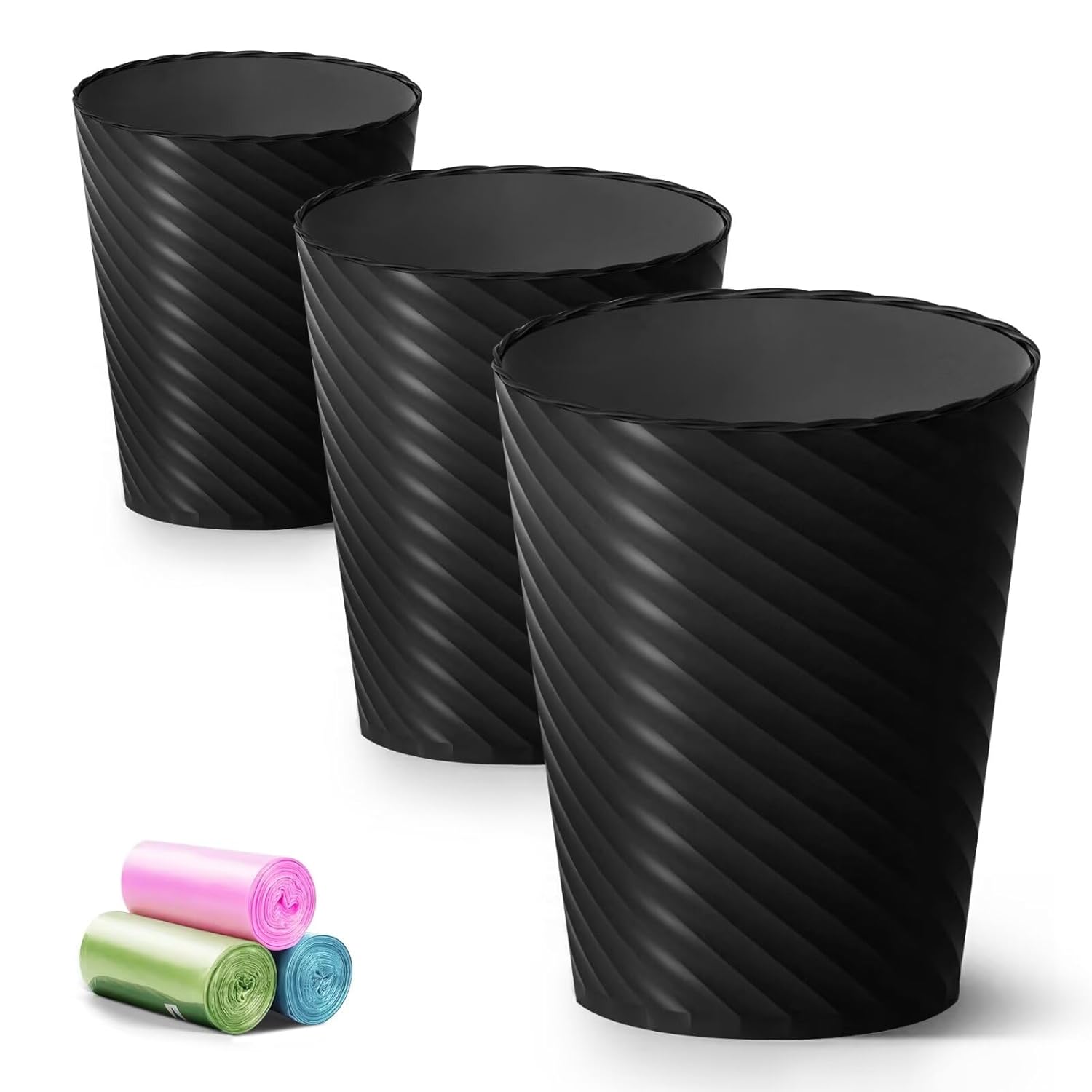 Bathroom Trash Cans (Pack of 3, 1.8 Gallons / approx. 6.8 Liters, Trash Bags Included)