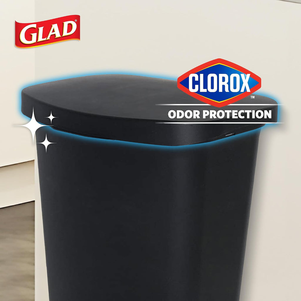 Kitchen Trash Can with Lid (includes foot pedal and trash bag retaining ring, 13-gallon, black)