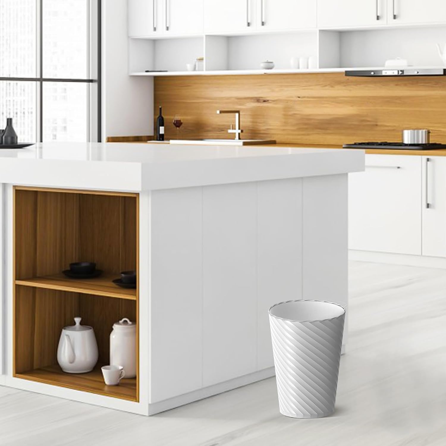 Bathroom Trash Cans (Pack of 3, 1.8 Gallons / approx. 6.8 Liters, Trash Bags Included)