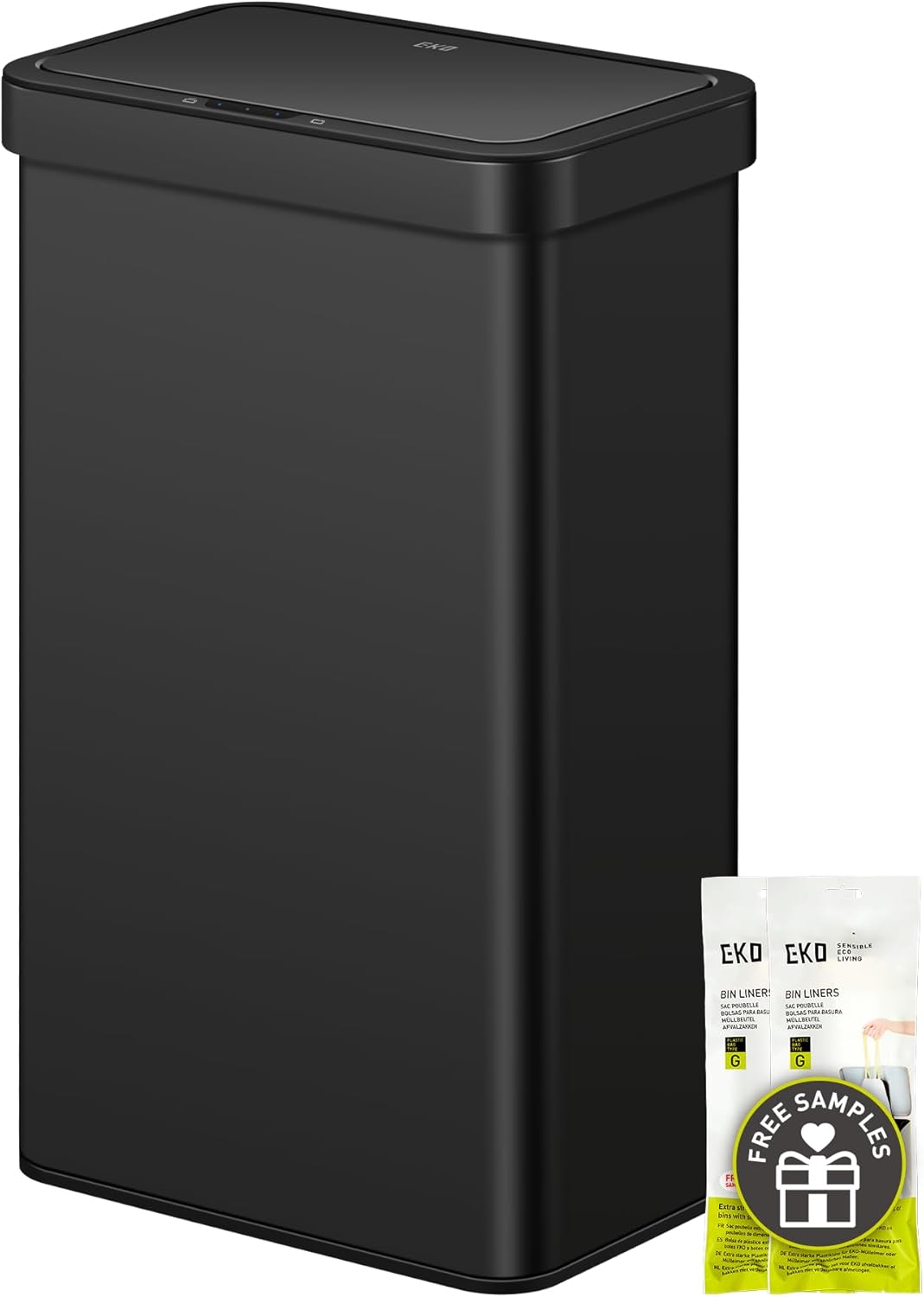 50L/13.2-Gallon Rectangular Touchless Sensor Trash Can (Brushed Stainless Steel Finish)