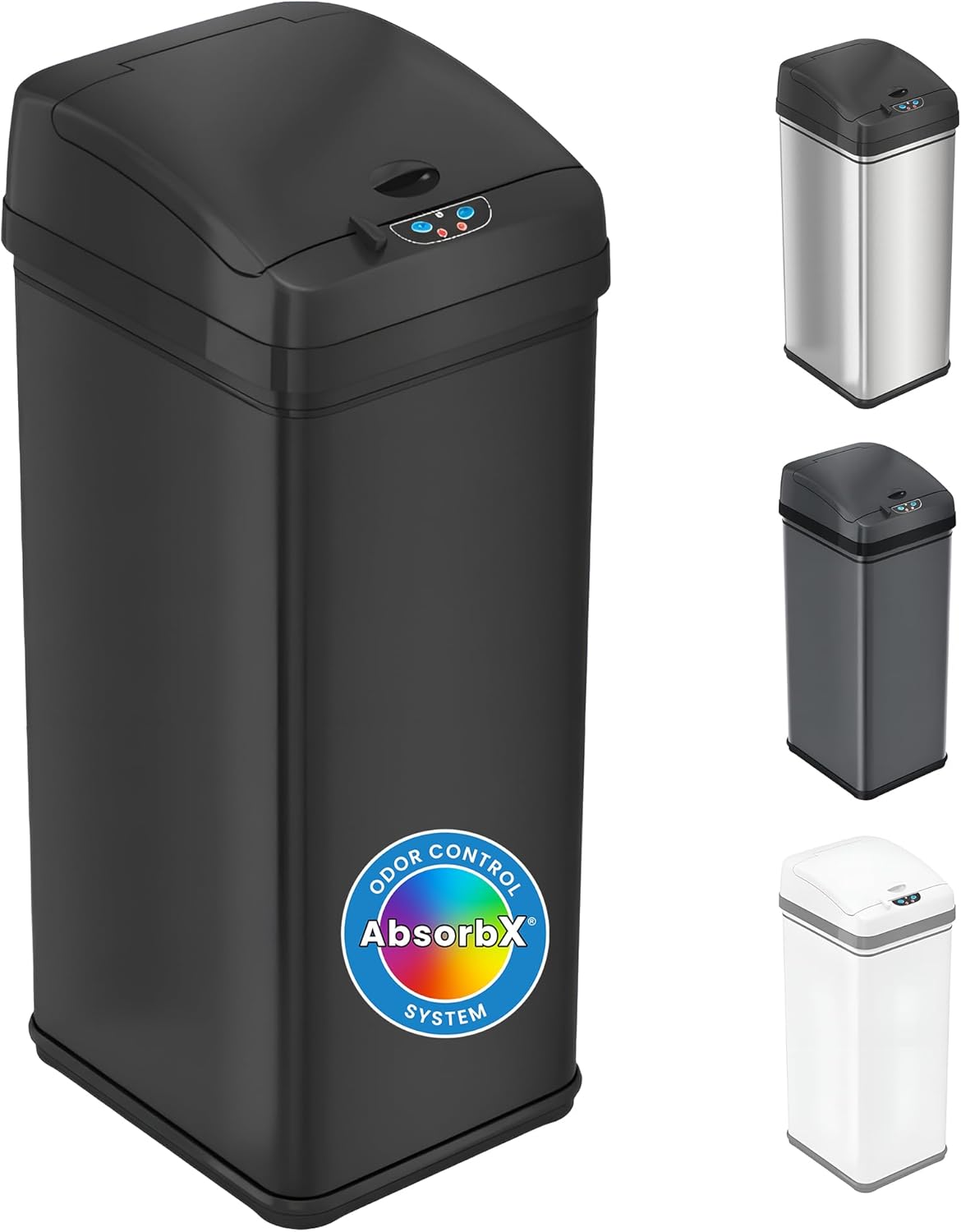 13-Gallon (Approx. 50L) Stainless Steel Motion-Sensor Kitchen Trash Can with Lid and AbsorbX Odor Filter
