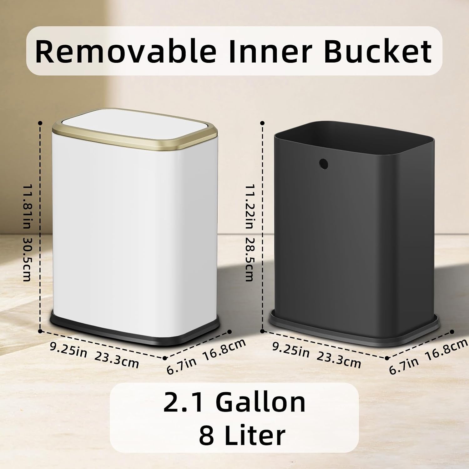 KHMMGK 8L/2.1 Gallon Small Bathroom Trash Can with Lid