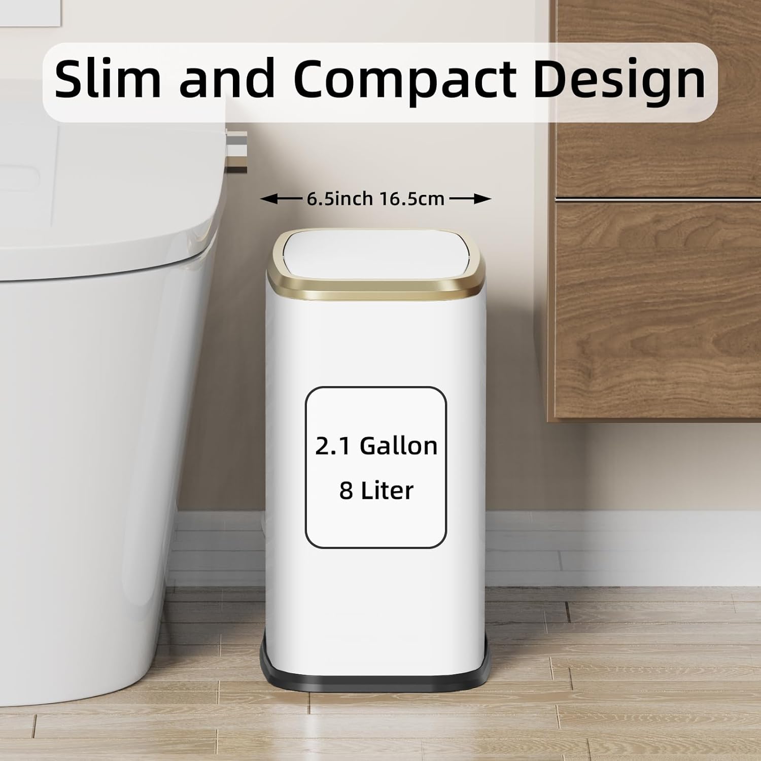 KHMMGK 8L/2.1 Gallon Small Bathroom Trash Can with Lid