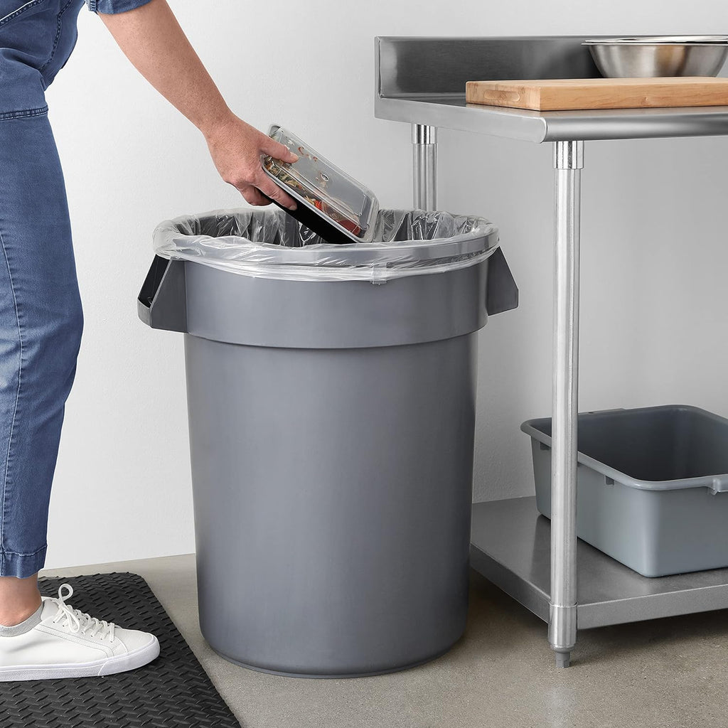 Heavy-Duty Sturdy Round Trash Can, 32-Gallon, Gray, 2-Pack