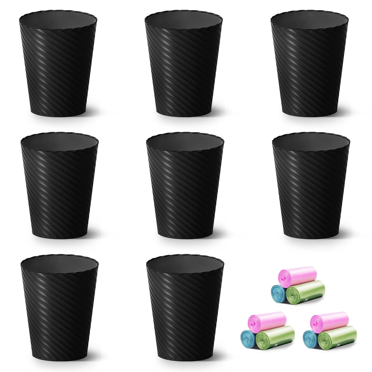 Bathroom Trash Cans (Pack of 3, 1.8 Gallons / approx. 6.8 Liters, Trash Bags Included)
