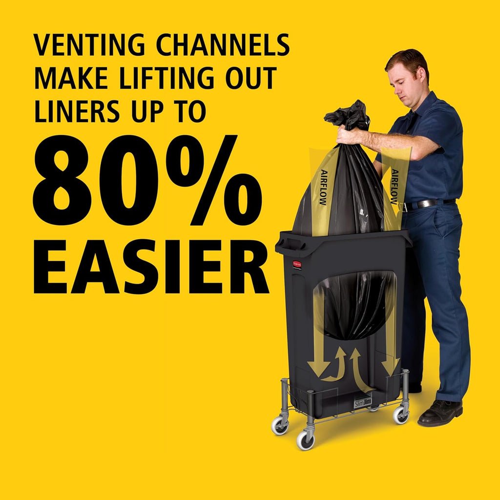 Rectangular Plastic Trash Can (with Ventilation Channels), 23-Gallon, Black