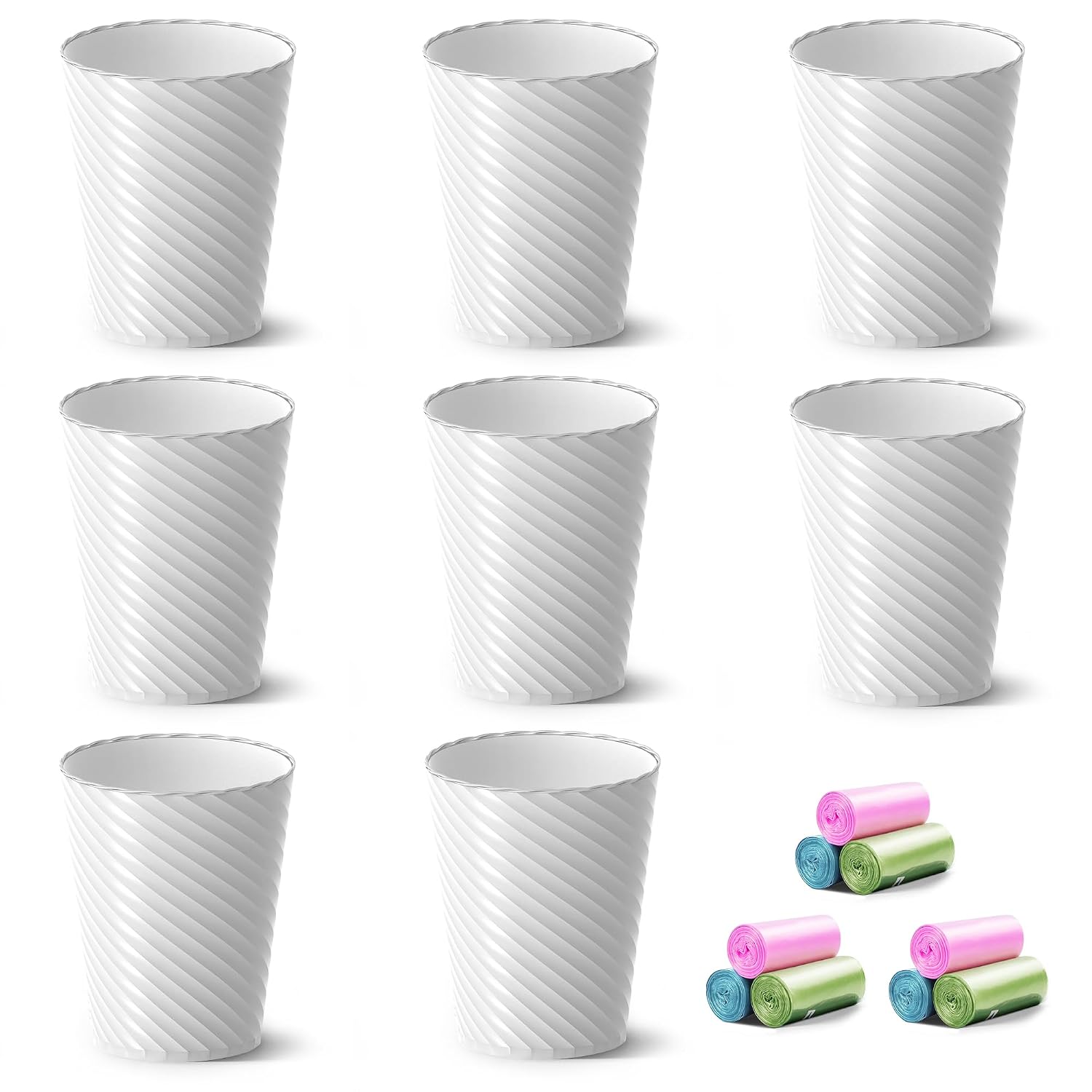 Bathroom Trash Cans (Pack of 3, 1.8 Gallons / approx. 6.8 Liters, Trash Bags Included)