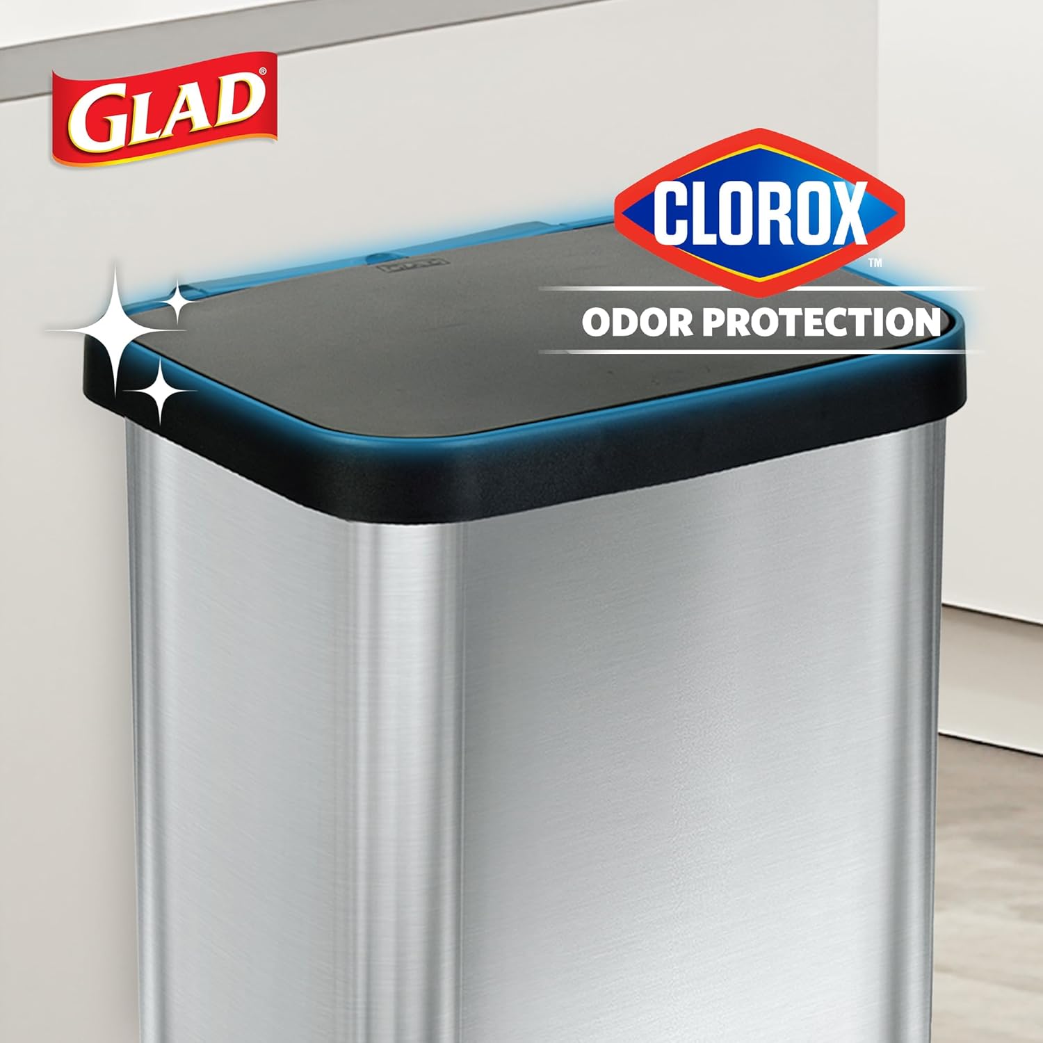Pedal-operated trash can — features a soft-close lid and odor-blocking design.