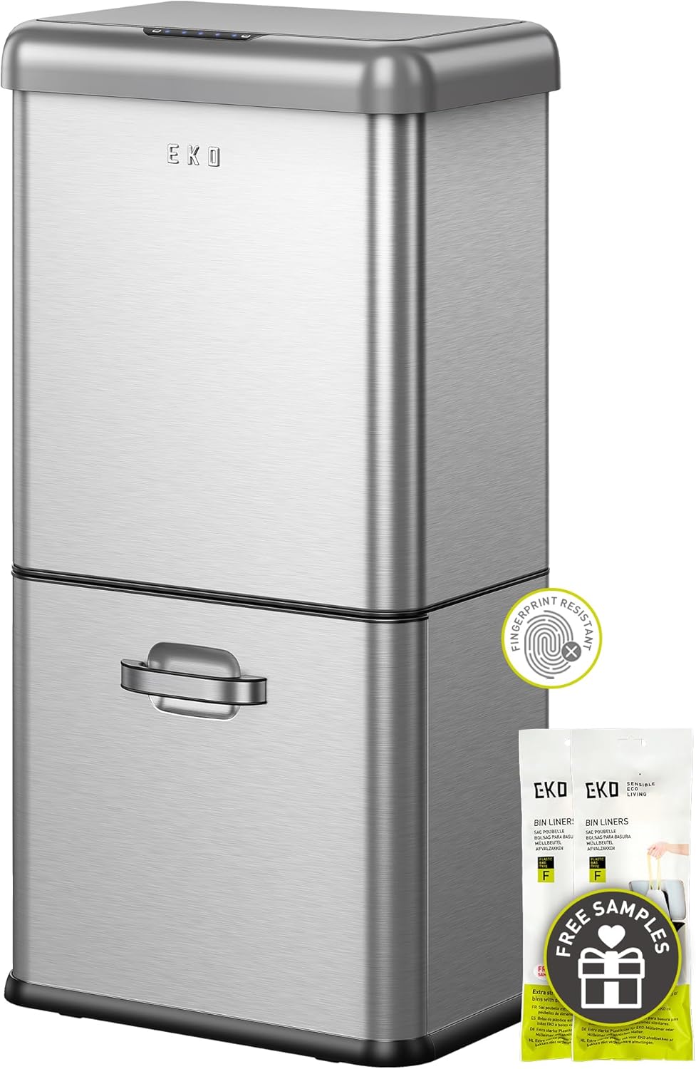 50L/13.2-Gallon Rectangular Touchless Sensor Trash Can (Brushed Stainless Steel Finish)
