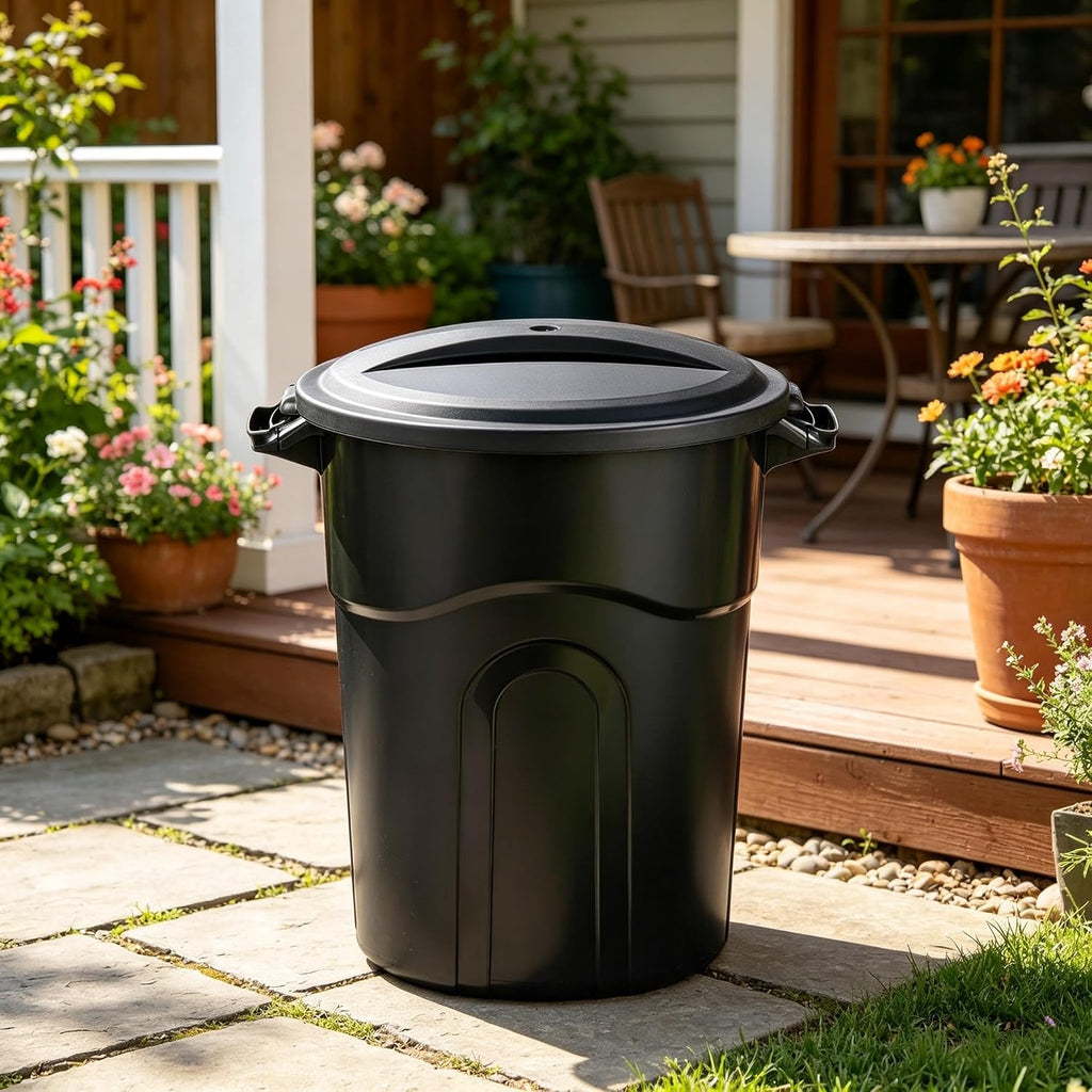 20-Gallon Trash can. with lid. Black : Home & Kitchen