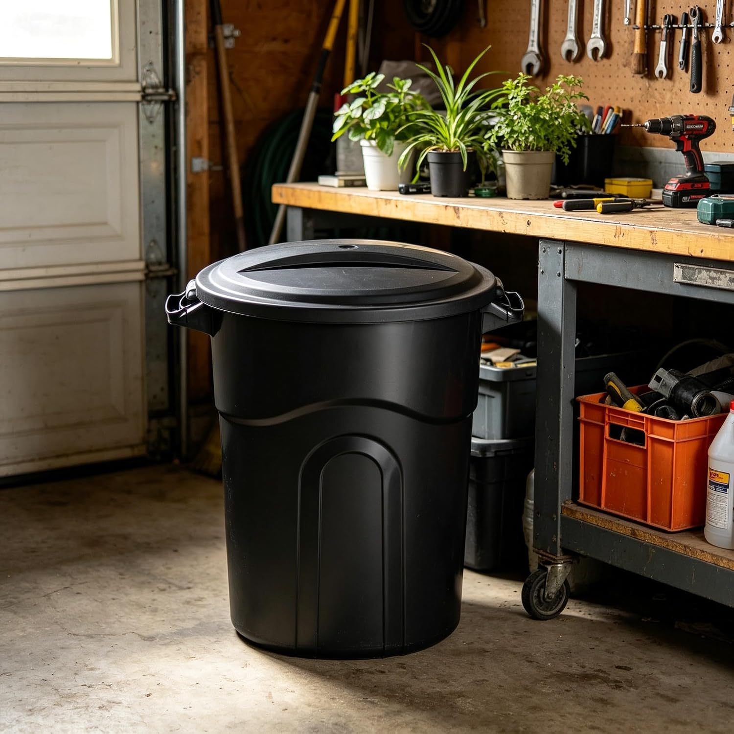 20-Gallon Trash can. with lid. Black : Home & Kitchen