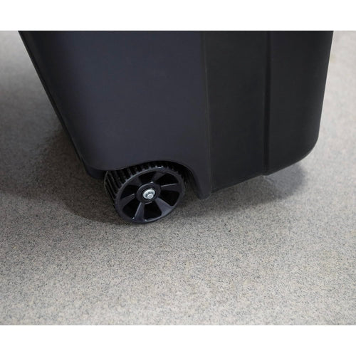 32 Gallon Wheeled Garbage Can. Attached Lid. Black : Home & Kitchen