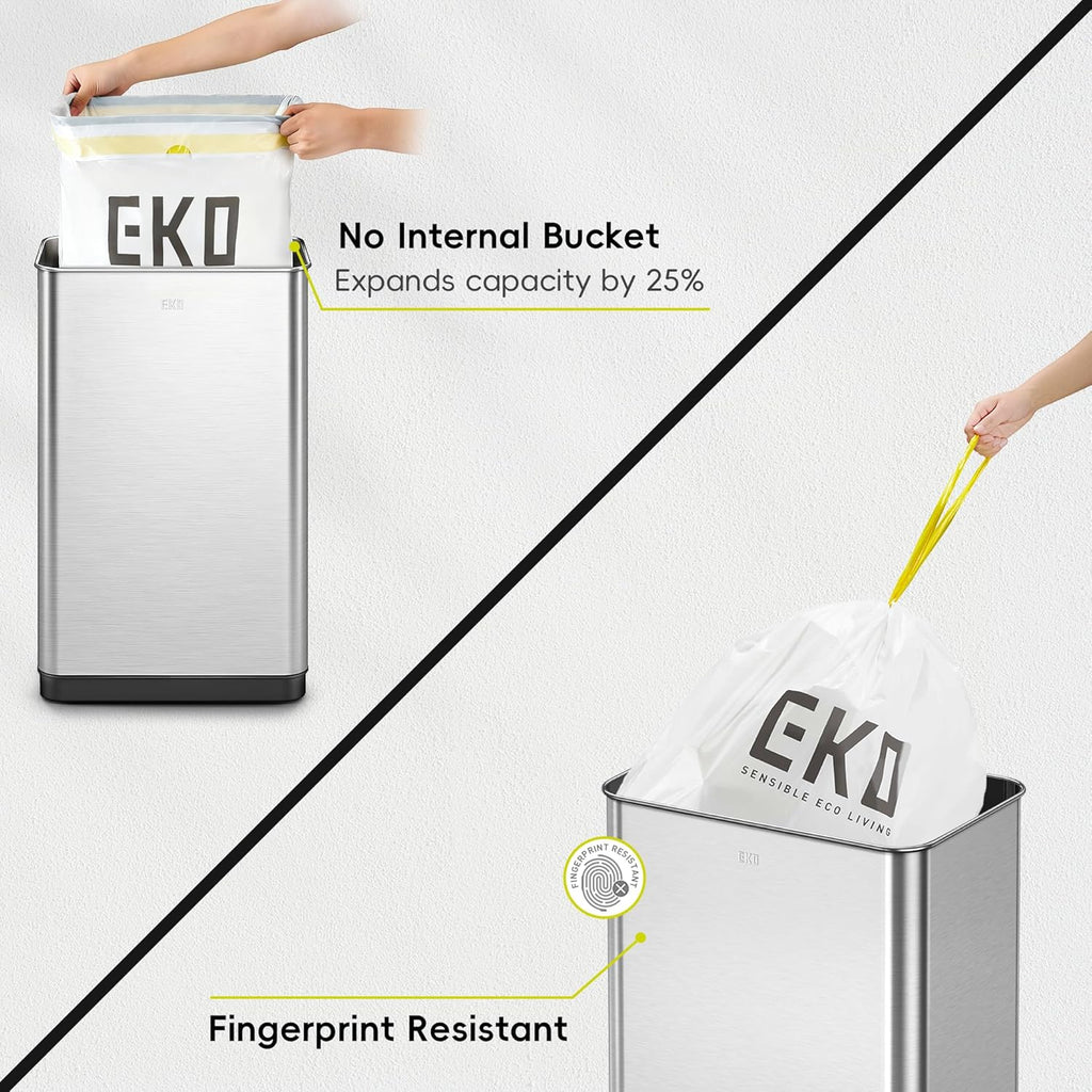 50L/13.2-Gallon Rectangular Touchless Sensor Trash Can (Brushed Stainless Steel Finish)