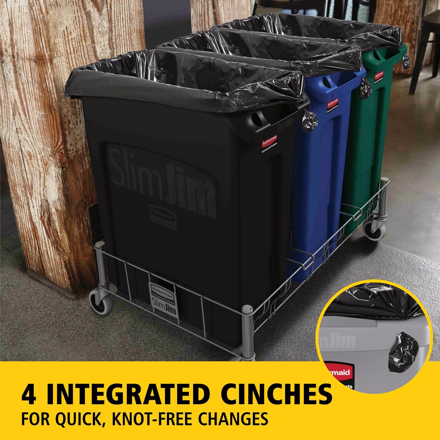 Rectangular Plastic Trash Can (with Ventilation Channels), 23-Gallon, Black